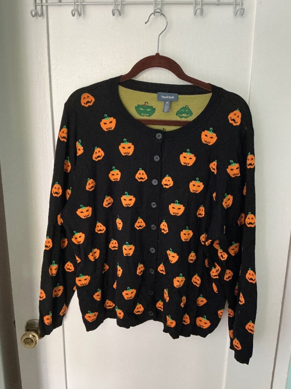 ModCloth 2X Halloween Pumpkin Cardigan Sweater